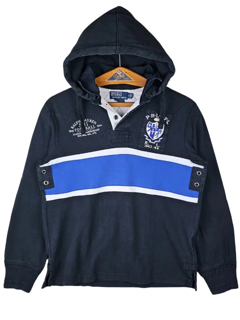 Polo Ralph Lauren RLPC 1943-44 Hooded Rugby Shirt Large Vintage